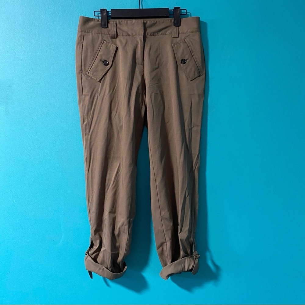 Ann Taylor 2 Green Roll Tab Pants Casual Athleisure